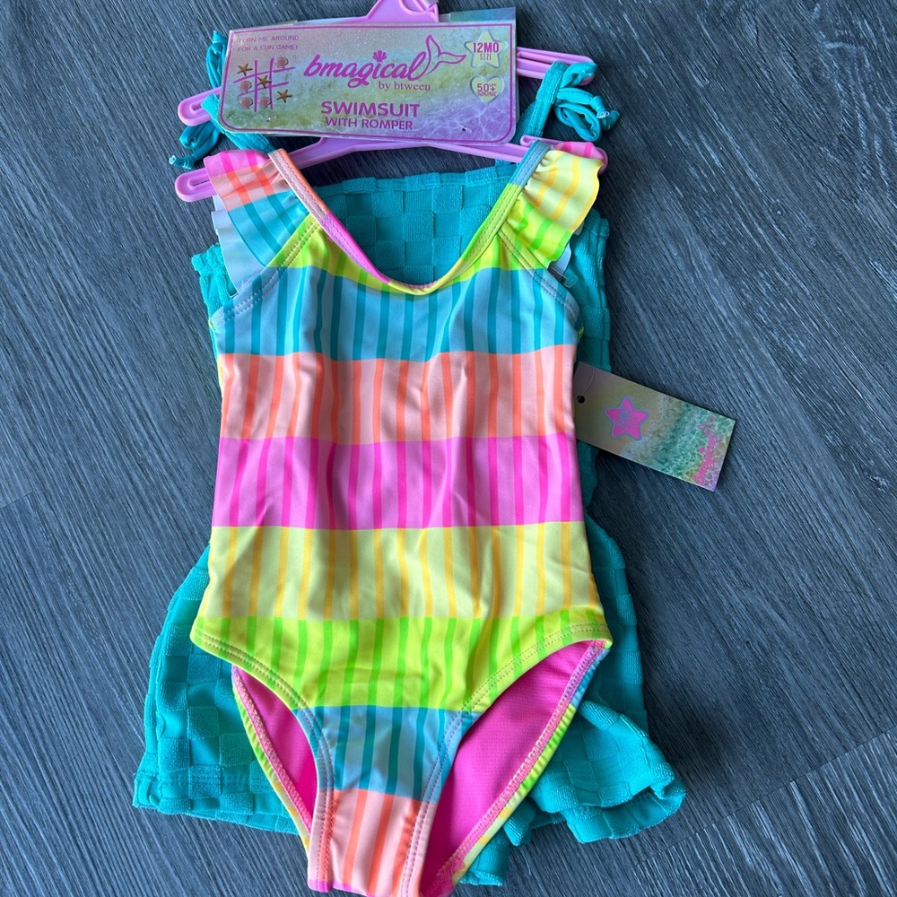 NWT Btween girls swimsuit/romper set
